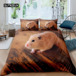 3D Hamstri Tekikott King Queen Suurus Armas Merisiga Voodipesukomplekt Lastele Teismelistele T&auml;iskasvanutele Pere Lemmikloom Loom 2/3tk Tekikott AU Single(140x210cm)