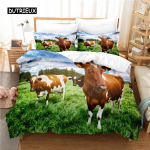 Lehmavoodipesu komplekt Tekikoti komplekt 3D voodipesu Digitaalne tr&uuml;kk Voodipesu Kuninganna suurusega voodipesu komplekt Moodne disain EU single(135x200cm)