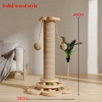 Lemmiklooma Kassi M&auml;nguasi T&auml;ispuidust 4-in-1 P&ouml;&ouml;rlev Kraapimispost Vastupidav Sisalkiust Kraapimislaud Puu Kiisu Ronimisvahendid Kasside Kratsimispost