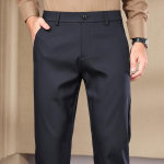 Meeste k&otilde;rgekvaliteedilised mooruspuusiidist &auml;ri-vabaaja p&uuml;ksid - s&uuml;gis/talv, laiad, sirged, paksud, kortsumiskindlad, elastsed 30 tumesinine