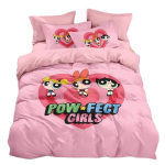 P-Powerpuff Girls Voodipesukomplekt, Multikakunst 3D Prinditud Powerpuff Girls Tekikate, Kodukaunistus Poiss T&uuml;druk Kuninglik Suurus Tekk 135x200cm 2pcs