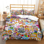 Lankybox Foxy Boxy Armas Multikas 3D prinditud voodipesu Kuninganna voodipesu komplekt Kohandatav Kuninga suuruses voodipesu komplekt Pehme ja mugav EU single(135x200cm) beige