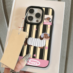 Nahatunnetusega telefoni&uuml;mbris iPhone 11 13 16 Pro Maxile, iPhone XR XS Maxile, 14 15 Pro Maxile, 12 13 Pro Maxile, 16 Plusile, 13 Prole, 14 Prole, multifilmimaalinguga makarooniv&auml;rvides iPhone 16 Pro Max roosa