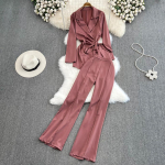 Elegantne naiste pidžaamad, kaheosalised vabad pikkade varrukatega p&uuml;kste komplekt vabaaja naiste spordir&otilde;ivad One Size