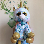 45 cm suured silmad, litrid sinine &uuml;kssarvik, t&auml;idisega pl&uuml;&uuml;sist m&auml;nguasi, armas loomanukk, laste s&uuml;nnip&auml;ev j&otilde;ulu-uusaasta kingitused 45cm