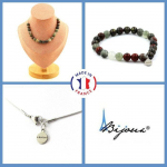 Pierres et Min&eacute;raux. Parure bijoux Bracelet Collier 20 Perles Jaspe sang de Dragon 8 mm. Taille personnalisable.