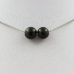 Pierres et Min&eacute;raux. Collier 2 perles Obsidienne noire 8 mm. Chaine en acier inoxydable Collier femmes, hommes. Taille personnalisa