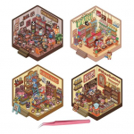 Yousheng 4 tk. DIY 3D majakleebised paberist miniatuursed stseenikleebised multifilmi minitoa stseenikleebiste komplekt t&auml;iskasvanutele lastele v&auml;ljal&otilde;igete album A