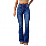 Naiste Retro Taskutega Teksad Keskmise V&ouml;&ouml;kohaga N&ouml;&ouml;bi ja T&otilde;mblukuga Kinnitusega Venivad Denim P&uuml;ksid S helesinine v&auml;rv