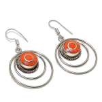 Red Coral Handmade Jewelry Earring 1.97 w5e37