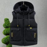 Suures suuruses L-8XL Mood Talvised soojad vestid meestele &Uuml;leriided Kapuutsiga vabaaja paksud varrukateta parkad meeste vest XL must