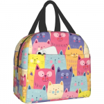 V&auml;rvilised Armsa Kassiga Prinditud L&otilde;unakotid Naistele Kaasaskantav Jahutuskott Suur Korduvkasutatav Soojustatud L&otilde;unakarp Reisimiseks T&ouml;&ouml;le 22x20x13CM beež