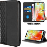 Kest ja 2 karastatud klaasi - E.F.Connection - Xiaomi Redmi 12C, 11A jaoks - Kriimustusvastane kaitse - Mosaiikmuster - Must nahkefekt