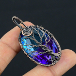 Bi Color Tourmaline Handmade Copper Wire Wrap Jewely Pendant 2.1 w3n50