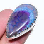 Blue Druzy Handmade 925 Sterling Silver Gift Jewelry Ring Size 7 n7m05