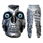 Punk Skull 3D Printiga kapuutsiga p&uuml;ksid, kaheosaline &uuml;likond, meeste s&uuml;gistalvine vabaaja kampsun Pullover gooti stiilis mood meeste r&otilde;ivad XL