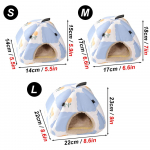 Winter Warm Print Pet Product Small Animal Pet Hamster House Sleeping Bed Cartoon Golden Bear Bird Rabbit Rat Parrot Cotton Nest S 14x14x15cm sinine