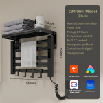 Majapidamise intelligentne steriliseerimisr&auml;tikute kuivatusrest vannitoa jaoks, konstantse temperatuuriga elektriline r&auml;tikuhoidik C34 WiFi Black