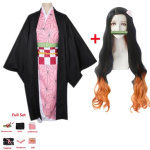 Demon Slayer Kimetsu No Yaiba Nezuko Kamado Cosplay Kost&uuml;&uuml;m Kimono Halloweeni &Uuml;htne Anime Riided S pink