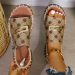 Naiste metallist pandlaga sisekujundusega lamedad sandaalid vabaaja jalatsite suvekingad Kerged pahkluu rihmaga sandaalid 39 pruun