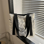 Juhuslik naiste kandekott, puuvillane &otilde;lakott, suur mahutavusega naiste puhvis k&auml;ekotid Tepitud t&ouml;&ouml;koha ostukott 36x10.5x29.5cm