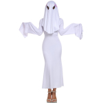 Kummit&uuml;druk cos-kost&uuml;&uuml;m aprikoosikollane daam armas kummituse kleit naiste cospay halloweeni lavakost&uuml;&uuml;m XL white