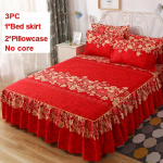 3-osaline tr&uuml;kimustriga voodiseeliku komplekt 1 voodiseelik+2 padjap&uuml;&uuml;ri Lilleline pitsist voodiseelik Hingav Pehme Voodikate Voodipesukomplekt 360&deg; Libisemisvastane Madratsikaitsekate 120x200cm(3pc)