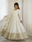 Naiste disainer Anarkali valmis kandmiseks Salwar Suit kleit Salwar Kameez India Pakistani M valge