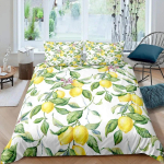Sidruniga tekikate T&uuml;drukud Poisid Lapsed Botaanilise sidrunimustriga tekikate Troopiliste puuviljadega Toakujunduslik voodipesukomplekt lukuga US Twin(172x218cm)