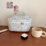 V&auml;rske ja armas meigikott aia stiilis puuvillane suure mahutavusega kaasaskantav s&auml;ilituskott tualett-tarvete kott naine