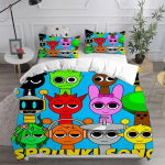Uus 3D-tr&uuml;kiga m&auml;ngu Sprunki voodipesukomplektid Voodikate Tekikate Tekikate Padjap&uuml;&uuml;r 2-3 osaline komplekt Laste T&auml;iskasvanute Magamistoa Kaunistus 70x133cm 2pcs