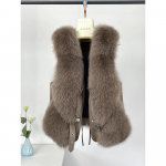 Nahkvest Naiste L&uuml;hike S&uuml;gis ja Talv Imiteeritud Rebasekarv Pluss Puuvill K&otilde;rge kvaliteediga Splaising Vest Jakk Naiste Rebasekarv Uus XL