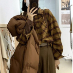 Vintage naiste ruuduline s&auml;rk Suur pluus Korea moodne pikkade varrukatega naiste topp Elegantne roheline kevadriided Y2k Preppy XXXL