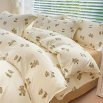 Armas Karu Voodipesukomplekt Ilma T&auml;idiseta Korea Stiilis Tekikate Padjap&uuml;&uuml;r 2024 Uus &Uuml;he- ja T&auml;issuurus Lapsed T&auml;iskasvanud Pehme Voodipesu Flat Bed Sheet&Single 4pcs 150x200 roosa
