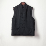 Hiina stiilis meeste retro linane vest meeste varrukateta puuvillane polsterdatud jakk meeste pandlaga vestid vabaaja t-s&auml;rgid meessoost Hanfu vestid XL must