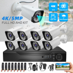 8-kanaliline DVR 1080p CCTV-kaamera turvas&uuml;steem 5MP v&auml;listingimustes IP66 veekindel kaugj&auml;lgimine &ouml;&ouml;n&auml;gemine videovalve komplekt valge