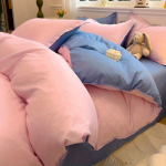 Ins Roosa Ruuduline Voodipesukomplekt Ilma T&auml;idiseta &Uuml;heinimese/Kuninganna Suuruses Tekikate Lame Voodilina Padjap&uuml;&uuml;r T&uuml;drukutele Poistele &Uuml;hev&auml;rviline Tekk Tekikott Tekk Flat Bed Sheet&Twin 3pcs for 1m bed gray
