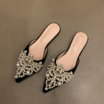 Uus kevad-suvine mood Mugavad seksikad naiste kingad Elegantne paelhelmes Kristallist plaaster &Otilde;hukesed kontsad Sandaalid Zapatos Mujer 35 must