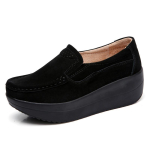 Platvormjalatsid Naistele Madalad Tossud Suede Nahast Naiste Vabaajajalatsid Slip-on Madalad Kontsad Creepers Mokassiinid 39 black