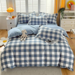V&auml;ike, v&auml;rskest puhtast puuvillast harjatud neljaosaline komplekt, paksendatud pestud puuvillased linad ja tekikatted &uuml;hiselamu kolmeosaline voodipesukomplekt 1.2M three-piece set gray