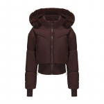 Talvine suur karvkraega kapuutsiga l&uuml;hike puuvillaga t&auml;idetud jakk Naiste paks soe puuvillaga t&auml;idetud jakk V&ouml;&ouml;koht design jakk S pruun