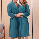 Unisex Kodu Vett imav Kiiresti kuivav Lihtne Kodu Paari &Ouml;&ouml;s&auml;rk &Uuml;hev&auml;rviline Paeltega Pikk &Ouml;&ouml;s&auml;rk Hommikumantel 3XL tumeroheline v&auml;rv