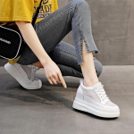 Uued Suvised Kingad Naiste Mood Tossud Hingav V&otilde;rk Br&auml;nd Daamide Madal Platvorm K&otilde;rgust Suurendavad 8cm Valged Kingad 39 valge