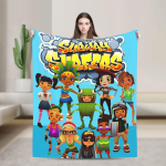 Subway Surfers m&auml;ng Jake Tekid Pehme Mugav Pl&uuml;&uuml;sist Visketekk Diivani Tooli Diivani Voodi jaoks Flanell Voodikate Voodikate 76x102cm blue