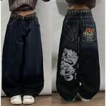 BeatStreet Ameerika T&auml;navamoe Trend L&otilde;dvad teksap&uuml;ksid Naistele Harajuku Y2K Uus Hip Hop Vintage &Uuml;legabariidilised teksap&uuml;ksid Unisex teksap&uuml;ksid S