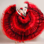 Moodne suurte m&otilde;&otilde;tudega Hispaania Flamenco kleit Naiste k&otilde;hutantsukleit Suurep&auml;rane lavaesinemiseks Meeskonnar&otilde;ivad Mustlaskost&uuml;&uuml;m M black