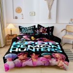 Kpop Deemonik&uuml;tid Huntrix Voodipesukomplekt &Uuml;heinimese Twin T&auml;is Queen King Suuruses Voodikomplekt T&auml;iskasvanute Magamistoakomplektid Anime VoodiTekikate EU Single(135*200cm)3pcs