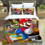 Anime Jumpman Super Mario Laste Voodipesu Komplekt Padjap&uuml;&uuml;r Voodipesu Multikas 3D Prinditud Lapsed T&auml;iskasvanud Poisid Tekikott Tekikoti Kate Kingitus EU Single(135*200cm)3pcs