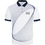 Emporio Armani EA7 SS24 Triibulise Logotr&uuml;kiga L&uuml;hikeste Varrukatega Polo S&auml;rk Meeste pealmine riietus Valge 3DPF09-PJPCZ-1100 S
