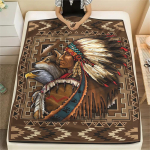 1 tk Indiaanipealiku Hundimustriga Flanell-tekk, K&otilde;rge kvaliteediga Mugav K&otilde;ikideks Hooaegadeks, Kodu Dekoor, Soojus ja Mugavus, T&auml;iuslik J&otilde;ulukingituseks 150cm x 200cm black